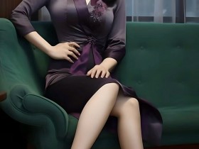 坐在沙发上的穿着绫罗绸缎高档真丝衣服的美少妇